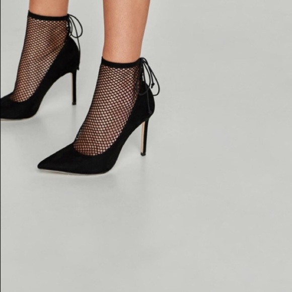Zara Shoes - 🆕  ZARA Black mesh lace up heels
